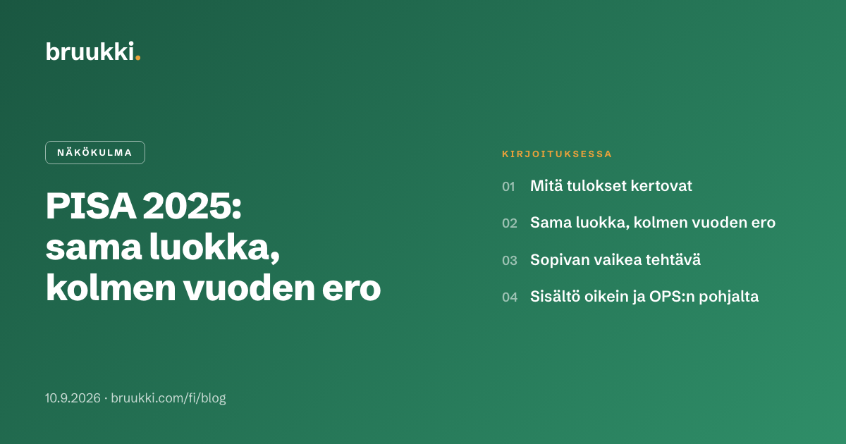 PISA 2025: sama luokka, kolmen vuoden ero