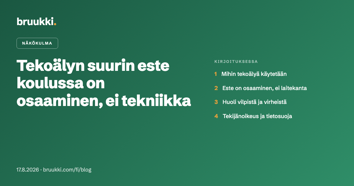 Tekoälyn suurin este koulussa on osaaminen, ei tekniikka