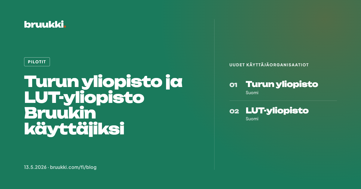 Turun yliopisto ja LUT-yliopisto Bruukin käyttäjiksi