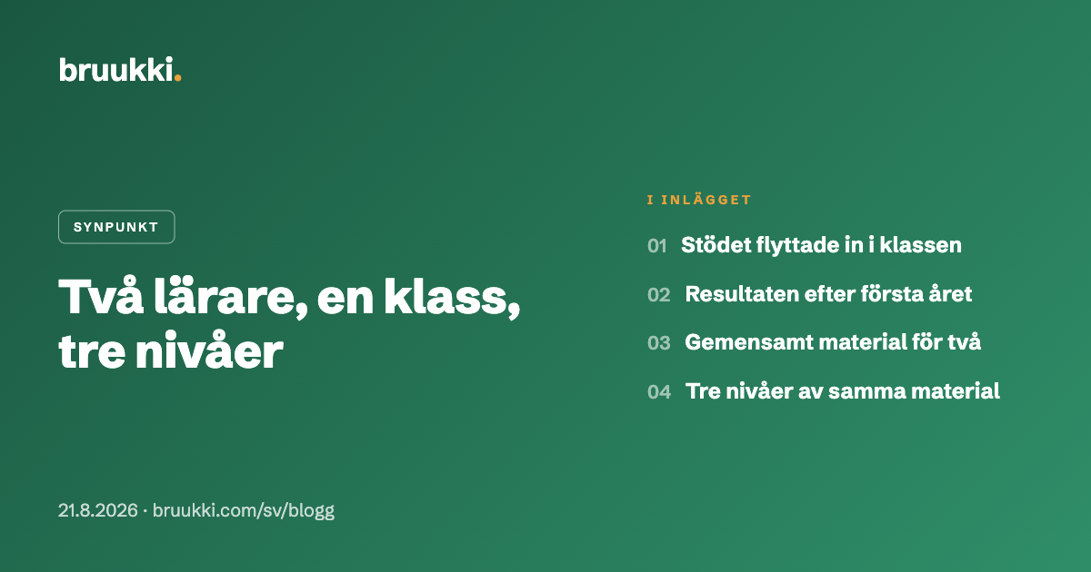 Två lärare, en klass, tre nivåer