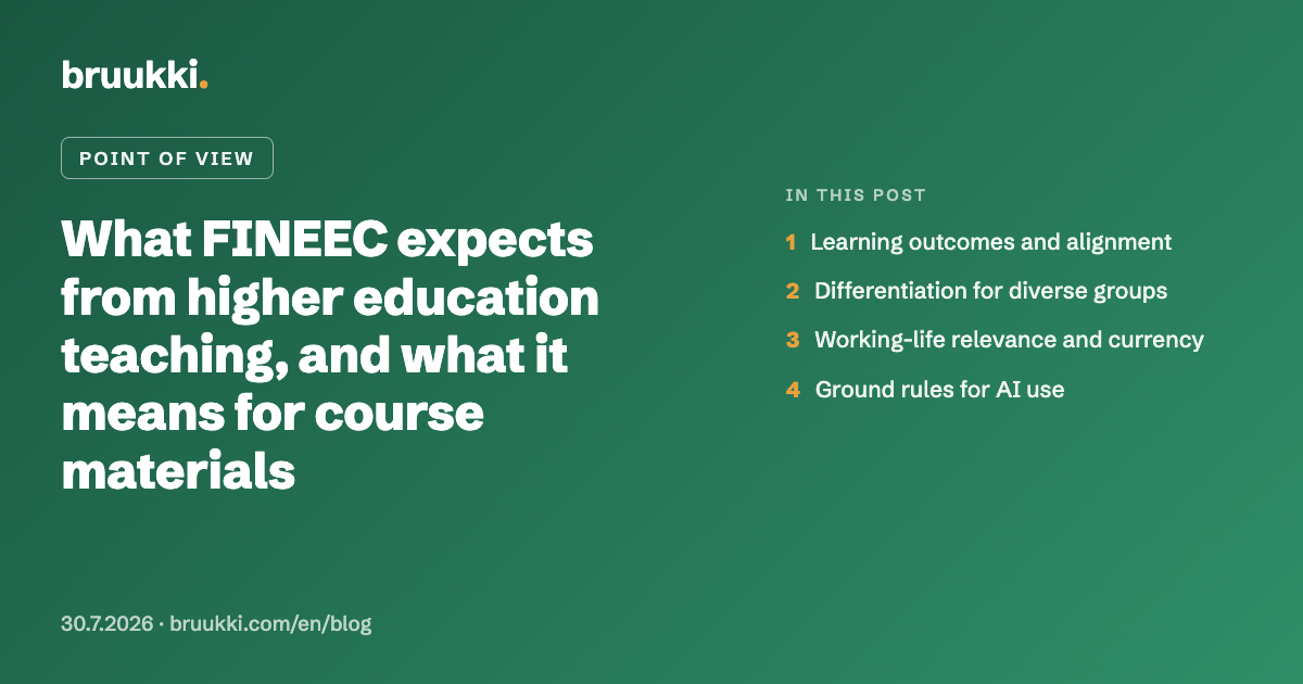 What FINEEC expects from higher education teaching, and what it means for course materials